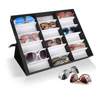 Cocoarm 18 Grids Glasses Storage Box, Eyewear Display Case, Jewelry Watch Organizer, Sunglass Glasses Storage Holder Box with Dust Black