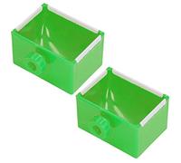 Cocoarm 2 Pcs Pet Feeding Bowl Plastic Pet Hanging Drinking Bowl 11 X 9.5 X 8 Cm Hook On Cage Feeder Easy to Move and Clean for Rabbits Guinea Pigs Hamsters Chinchillas (Green)