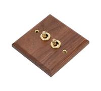 Cocoarm 2 Way Toggle Switch, Retro Walnut Wood, Double Toggle Light Switch, Premium Black Walnut and Brass, Ideal for Home Decor and Interior Design