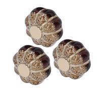 Cocoarm 3 Pcs Ceramic Door Handle Pumpkin Cabinet Pulls 4 X 4 X 3 Cm Stainless Steel Base Rounded Grip Easy Install for Kitchen Cabinet Drawer Cupboard Closet (Gold)