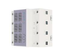 Cocoarm 3 Phase DIN Rail Voltmeter Ammeter Overvoltage Protector Voltage Protector Protector with Automatic Reset Digital Display for Overvoltage Undervoltage Protection 40A 63A (63A)