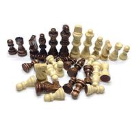 Cocoarm 32pcs Wood Chess Pieces Premium Wooden Chess Game Pieces Replacement 75mm King Height Fits 40cm Chess Board with 16 White and 16 Brown Pieces