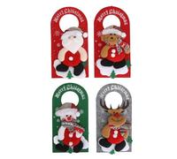 Cocoarm 4PCS Christmas Door Handle Pendants, Nonwoven Fabric, 3D Santa Claus and Snowman Patterns for Festive Door Knob, Window and Tree Decorations