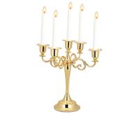Cocoarm 5 Arm Candelabra Candle Holder Metal Alloy Vintage Candlestick for Wedding Party Home Decor 26x26.5cm Gold