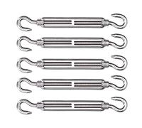Cocoarm 5 Pcs Turnbuckle Hook and Hook 304 Stainless Steel Wire Rope Tension M4 M6 M10 Adjustable Double Hooks Turnbuckle for Shade Sail Cable Railing Fence Garden Use (M4)