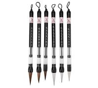 Cocoarm 6pcs Water Brush Pen Set, Piston Fill Chinese Brush Pen Nylon Tips in 3 Sizes White and Brown Heads for Calligraphy Practice Water Writing Cloth Drawing and Painting