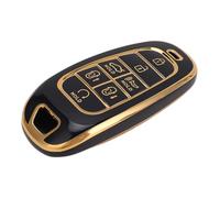 Cocoarm 7 Buttons Car Key Fob Cover, PU Full Coverage Car Key Fob Protector Case for 7 Button Keys, Lightweight Portable Shell for Sonata Tucson Santa Cruz 2022 2023 2024 (Black)