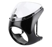 Cocoarm 7in Headlight Fairing, ABS Universal Motorcycle Wind Deflector, Windshield for Riders, Protects Against Wind and Debris (Glossy black + transparent cover)