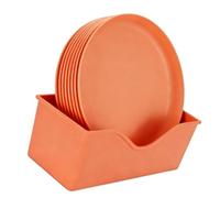Cocoarm 8Pcs Plastic Plates Set, Food Grade Shallow Dinner Plates, Lightweight Easy to Diningware for Outdoor Entertaining and Casual Meals (Orange)