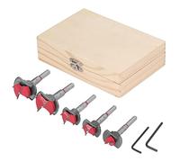 Cocoarm Adjustable Forstner Drill Bit Set Coated Wood Drill 5pcs 15mm 20mm 25mm 30mm 35mm Tungsten Steel Clean Flat Bottom Holes for Woodworking Press Users