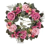 Cocoarm Artificial Rose Wreath Silk Flower Wreath Fake Rose Wreath 18 Inch Victorian Style Door Wall Hanging with Romantic Floral Design for Wedding Valentine Christmas Home Decor (2)