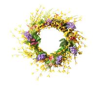 Cocoarm Artificial Wreath, Artificial Colorful Flower Wreath for Front Door, 50cm Multicolor Spring Summer Fall Wreath with Small Green Leaves, for Indoor and Outdoor Use