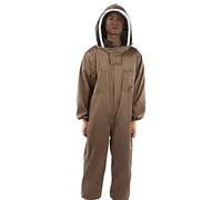Cocoarm Bee Suit Breathable Beekeeping Suit Polyester Cotton One Piece with Zipper Veil Full Body Coverage Foldable Design for Beekeepers Apiary Work Light Brown (L)