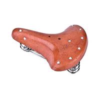 Cocoarm Bike Saddle PU Leather Saddle Light Brown Vintage Mountain Bike Saddle Shock Absorbing Springs, Ergonomic Wide Design for Universal Standard Posts