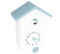 Cocoarm Bird House Wall Clock, ABS Decorative Pendulum Wall Clock with Silent Scanning Movement, Bird Voice Call Hourly 6am to 9pm for Office Bedroom Living Room (Blue Gray Roof)