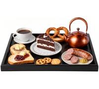 Cocoarm Black Solid Wood Serving Tray 30x24 inch Modern Elegant Coffee Table Tea Tray for Restaurant Home Use