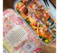 Cocoarm Box Theater Wooden DIY Dollhouse Box Theater with Warm Lights Easy Assemble Mini Scene Model Lightweight Decorative Display for Home Desk Shelf Craft Lovers (Q-009)
