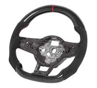 Cocoarm Carbon Fiber Steering Wheel Suede Flat Bottom Steering Wheel with Red Stitching 3K Glossy Finish D Type Design for Mk7 Mk7.5 GTD R 2013 2020 Drivers