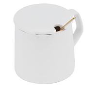 Cocoarm Ceramic Cup Coffee Mug 320ml with Lid and Spoon High Temperature Fired Porcelain Drinkware Non Slip Bottom Heat Insulated Handle for Home Office Cafe School (White M Letter Spoon with lid)