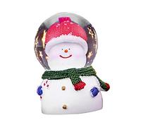 Cocoarm Christmas Snow Globe Resin and Glass Christmas Crystal Ball with Color Changing Light Glitter Decor Hand Painted Big Headed Figure for Mantel Shelf Table Holiday Display (Small Snowman)