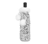 Cocoarm Christmas Wine Bottle Cover Sequin Cloth Bottle Sleeve Cover 28 X 12 Cm Shiny Decorative Table Accent for Christmas Parties Holiday Gatherings Wine Collectors (Silver)