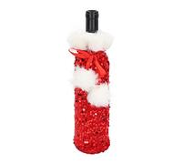 Cocoarm Christmas Wine Bottle Cover Sequin Cloth Bottle Sleeve Cover 28 X 12 Cm Shiny Decorative Table Accent for Christmas Parties Holiday Gatherings Wine Collectors (Red)