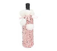 Cocoarm Christmas Wine Bottle Cover Sequin Cloth Bottle Sleeve Cover 28 X 12 Cm Shiny Decorative Table Accent for Christmas Parties Holiday Gatherings Wine Collectors (Rose Gold)