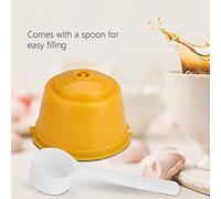 Cocoarm Coffee Capsule Filter Reusable Stainless Steel Refillable Pod for Capsule Coffee Machine with Spoon Food Grade PP 304 Stainless Steel DIY Customizable Brewing (Yellow)