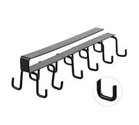Cocoarm Coffee Mug Hooks Under Cabinet Kitchen Utensil Holder Hanger Iron Double Row Hook Spoon Shovel Shelving with No Drilling Installation for Kitchen Restaurant Cabinet Door Plate (Black)