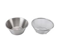 Cocoarm Colander Bowl, 304 Stainless Steel Deep Mixing Bowl with Microporous Strainer, 14.5 X 6.5 Cm Stackable for Washing Rice Pasta Small Grains Fruits in Kitchen Travel (Silver)