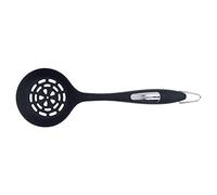 Cocoarm Colander Spoon Silicone and Stainless Steel Strainer Spoon Seamless One Piece Slotted with Hanging Hole Easy Clean for Restaurants Home Kitchens (Black)
