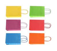 Cocoarm Color Paper Bag 24 Pack Assorted Colors With Handles, Customizable Kraft Paper Bags for Parties and Gifts 12x16x6cm Stand Up Design