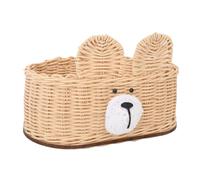 Cocoarm Composite Wood Rattan Tissue Box Holder Organizer for Home Decor, Kitchen Countertop Display with Woven Facial Napkin Storage for Table, Bathroom, Office (Beige)