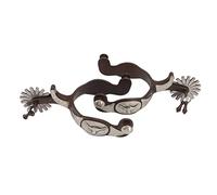 Cocoarm Cowboy Horse Spurs Carbon Steel Riding Spurs 2 PCS Retro Cow Icon 15.5 X 11cm Heel for Western Riding Training Ranch Work and Equestrian Equipment