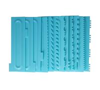 Cocoarm Cream Scraper Food Plastic Cake Scraper Blue Pattern Edge Tool Smooth Easy Release for Home Bakers and Kitchen Bakery Cake Decorating (A Set (12 Pieces))