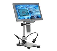 Cocoarm Digital Microscope with 10.1 Inch IPS LCD Screen 16MP USB Output 15X to 208X Soldering Microscope with IR Remote and Metal Stand for Coin Collectors and Electronic Repair