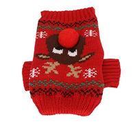 Cocoarm Dog Snow Sweaters for Dogs, Reindeer Print Christmas Elk Pattern Fairy Tale Style, with Premium Acrylic Fiber, Easy to Put on, for Small to Medium (Red)