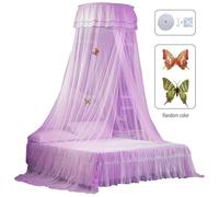 Cocoarm Double Lace Romantic Draped Canopy,Generous Size,Fine Mesh,Luxurious Home Decor,Lightweight Polyester,Easy Installation,Good Air Circulation,Elegant Heightening Dome,Vintage (Purple)