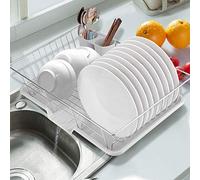 Cocoarm Draining Racks, Draining Board Rack Large Dish Drainer Metal Wire Dish Rack Cup Holder Chopsticks Rack with 2 Removable Cutlery Holders Draining Holder Plate Rack Kitchen Sink, 48 x 30 x 11cm