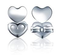 Cocoarm Earrings Back Nut Ear Stud, Lifters Ear Lobe Support Anti-Allergy Copper Prevents Falling Earrings Mini Heart Shape for Stretched Lobes Heavy (A Pair of Silver)