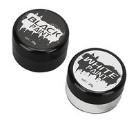 Cocoarm Easy to Paint Halloween Make -up Body Color in Black and White for Themed Parties, 2 Brushes Included