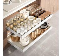 Cocoarm Expandable Cabinet Slide Out Drawer Organizer, Heavy Duty Metal, 16.5 x 19.9 x 3in, White, Pull-Out Organisers, Kitchen, Bathroom, Pantry Organization