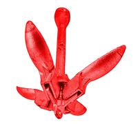 Cocoarm Foldable Anchor Carbon Steel Grapnel Anchor 1.5 Kg 4 Flukes Folding Boat for Kayak Canoe Jet Ski and Small Watercraft Holding on Sand Rock and Soil (Red (carbon steel))