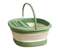 Cocoarm Foot Bath Tub Foldable Plastic Foot Soaking Tub 39.5 X 34 X 19 Cm Thickened Basin with Massage Points Space Saving for Home Apartment Dormitory Travel (Green White)