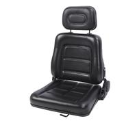 Cocoarm Forklift Seat Universal Adjustable Replacement Seat PVC Leather with 3 Level Headrest Slide Rail and 30 to 180 Degree Tilt for Tractor Excavator Skid Loader (Without armrest)