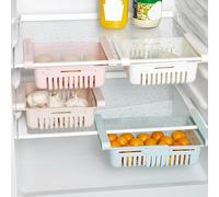 Cocoarm Fridge Drawer Organizer, PP Refrigerator Storage Box 8.1 X 6.5 X 3.0 in, Retractable Ventilated Shelf Drawer for Snacks Fruit Candy in Kitchen Fridge (Light Blue 20.5*16.4*7.6)