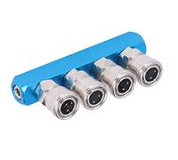 Cocoarm G1 4 Air Distribution Block Aluminum Pneumatic Manifold Block 0 to 0.9MPa with Stainless Steel Connector 2 to 6 Ways for Factory Automation Auto Repair Electronics (SML-4)