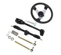 Cocoarm Go Kart Steering Wheel Assembly Metal ABS Rubber Steering Wheel Kit 300mm with Tie Rod Rack and Adjustable Shaft for to Go Kart ATV UTV