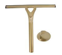 Cocoarm Gold Shower Squeegee Stainless Steel Window Squeegee Bathroom Cleaner Tool, Non-Slip Handle, 10-Inch Blade, with Hook for Window, Tiles, Car Glass 22.5x22cm / 8.9x8.7in