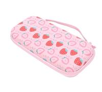 Cocoarm Handheld Game Console Case, EVA Hard Carrying Case with 12 Card Slots, Mesh Pocket and Rubber Handle, Pink Strawberry Travel Protective Bag for 2 Girls (Standard Type)